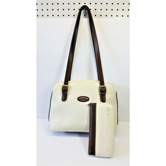 CL America Bone Color Faux Leather Shoulder Strap Handbag w/ Wallet / Billfold - Picture 2 of 12